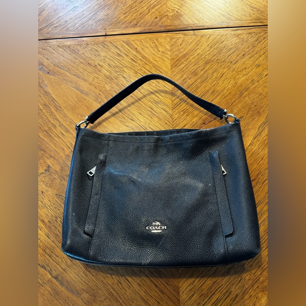 Coach Black Pebbled Leather Scout Hobo Shoulder Bag